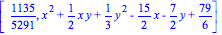 [1135/5291, x^2+1/2*x*y+1/3*y^2-15/2*x-7/2*y+79/6]